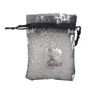 QIANHAILIZZ Paquete de 100 bolsas de regalo de organza de mariposa de 2.8 x 3.5 pulgadas, bolsa de regalo para caramelos, bolsas de regalo de boda con cordón, H97 (negro)