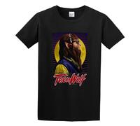 QIANHANTANG 1980S Comedy Film Walkman Headphones Wolf Unisex 100% Cotton Short-Sleeve T-Shirts Black L