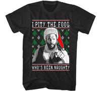 QIANHANTANG A-Team I Pity The Fool Who's Been Naughty Tacky Xmas Sweater Unisex 100% Cotton Short-Sleeve T-Shirts Black L