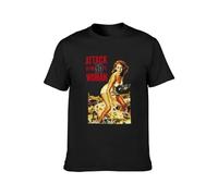 QIANHANTANG Attack of The 50Ft Woman B-Movie Vintage Retro Horror Unisex 100% Cotton Short-Sleeve T-Shirts Black S