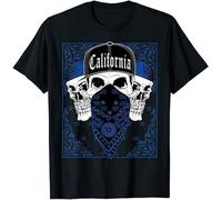 QIANHANTANG Calidesign California Blue Bandana Skull Gangster OG Unisex 100% Cotton Short-Sleeve T-Shirts Black M