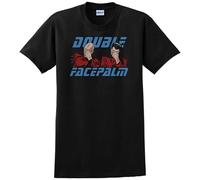 QIANHANTANG Comedy Double Face Palm Unisex 100% Cotton Short-Sleeve T-Shirts Black XXL
