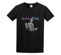 QIANHANTANG Cool Buddy Holly Unisex 100% Cotton Short-Sleeve T-Shirts Black XL