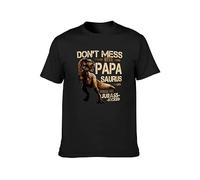 QIANHANTANG Don't Mess with Papasaurus You'Ll Get Jurasskicked Unisex 100% Cotton Short-Sleeve T-Shirts Black XXL