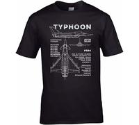 QIANHANTANG Eurofighter Typhoon Blueprint Aircraft RAF Fgr4 Plane Design Unisex 100% Cotton Short-Sleeve T-Shirts Black M