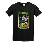 QIANHANTANG Goosebumps Beware of Monsters Unisex 100% Cotton Short-Sleeve T-Shirts Black XXXL