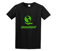 QIANHANTANG Greenpeace Green Peace Symbol Unisex 100% Cotton Short-Sleeve T-Shirts Black XXXL