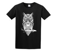 QIANHANTANG High Swag Owl Unisex 100% Cotton Short-Sleeve T-Shirts Black L