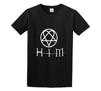 QIANHANTANG Him Logo Print Unisex 100% Cotton Short-Sleeve T-Shirts Black XXL