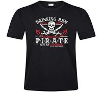 QIANHANTANG Hsx Tees Drinking Rum Before Noon Makes You A Pirate Funny Quote Posters Unisex 100% Cotton Short-Sleeve T-Shirts Black XXL