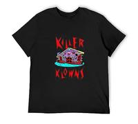 QIANHANTANG Killer Klowns Crazy House Horror Movie Clown Haunted Fair Ground Unisex 100% Cotton Short-Sleeve T-Shirts Black XXXL