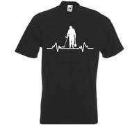 QIANHANTANG Metal Detector Heartbeat Detectorist Unisex 100% Cotton Short-Sleeve T-Shirts Black S