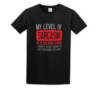 QIANHANTANG My Level of Sarcasm Novelty DT Unisex 100% Cotton Short-Sleeve T-Shirts Black S