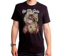 QIANHANTANG OMG Oh My Gato! Funny Cat God Mexican Taco Jesus Religious Tees Unisex 100% Cotton Short-Sleeve T-Shirts Black S