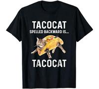 QIANHANTANG Ryan Ames Tacocat Spelled Backward Is Tacocat Love Cat and Taco Unisex 100% Cotton Short-Sleeve T-Shirts Black XXXL
