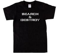 QIANHANTANG Search & Destroy 1970S Punk Stooges Military Gaming Unisex 100% Cotton Short-Sleeve T-Shirts Black XXXL