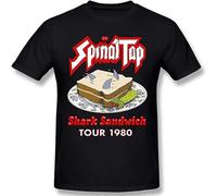 QIANHANTANG Spinal Tap Shark Sandwich Tour 1980 Unisex 100% Cotton Short-Sleeve T-Shirts Black XL