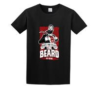 QIANHANTANG The Beard Is Here Have Graphic Design Printed Unisex 100% Cotton Short-Sleeve T-Shirts Black XXXL