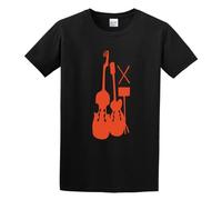 QIANHANTANG The Living End Guitar and Cello Vector Unique Unisex 100% Cotton Short-Sleeve T-Shirts Black S
