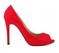QIANKUN Plataforma Zapatos De Boda De Verano Sexy Señoras De Punta Abierta Tacones Altos Sandalias De Punta Abierta Tacones Altos Rojo-