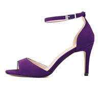 QIANKUN Sandalias de tacón alto para mujer, sexy, para fiesta, boda, verano, morado, talla 9.5