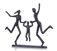 QIANLING Escultura de arte de hierro de metal de una familia de tres miembros - Primer recuerdo para recién nacidos - Decoración moderna para el hogar Decoración familiar - Regalo para el Día del