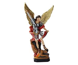 QIANLING Estatua de San Miguel de 12.2 Pulgadas, estatuas del arcángel Miguel, Estatua de arcángel de San Miguel, Michael Arcángel derrotado Lucifer pisotea estatuas de Demonios, Escultura Religiosa
