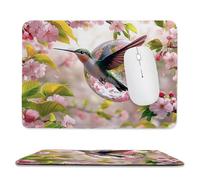 QIANLUOO Alfombrilla de Ratón Gaming, Alfombrilla de Ratón Fina y Suave para Juegos 29 x 24 cm, Impermeable y Base Antideslizante, Mejora la precisión y la Velocidad - Flores de colibrí h-230