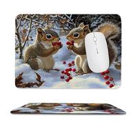 QIANLUOO Alfombrilla de Ratón Gaming, Alfombrilla de Ratón Fina y Suave para Juegos 29 x 24 cm, Impermeable y Base Antideslizante, Mejora la precisión y la Velocidad - Ardilla de Invierno h-155