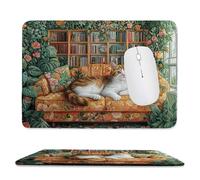 QIANLUOO Alfombrilla de Ratón Gaming, Alfombrilla de Ratón Fina y Suave para Juegos 29 x 24 cm, Impermeable y Base Antideslizante, Mejora la precisión y la Velocidad - Gato de estantería h-780