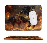 QIANLUOO Alfombrilla de Ratón Gaming, Alfombrilla de Ratón Fina y Suave para Juegos 32 x 26 cm, Impermeable y Base Antideslizante, Mejora la precisión y la Velocidad - Caballo de Fuego h-411