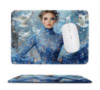 QIANLUOO Alfombrilla de Ratón Gaming, Alfombrilla de Ratón Fina y Suave para Juegos 36 x 30 cm, Impermeable y Base Antideslizante, Mejora la precisión y la Velocidad - Diosa de la Paloma Blanca h-26