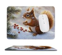 QIANLUOO Alfombrilla de Ratón Gaming, Alfombrilla de Ratón Fina y Suave para Juegos 42 x 35 cm, Impermeable y Base Antideslizante, Mejora la precisión y la Velocidad - Bayas de Ardilla h-797