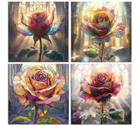 QIANLUOO Diamond Painting Kit Rosa roja, Pintar Diamantes Kit 80x80cm f-304