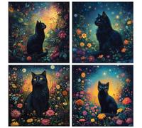 QIANLUOO Gato de flores 5D Kits de Pintura de Diamantes 50x50cm G-386