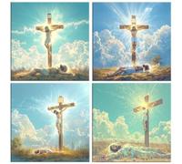 QIANLUOO Jesús de la Cruz 5D Kits de Pintura de Diamantes 35x35cm G-765
