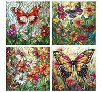 QIANLUOO Mariposa de flores 5D Kits de Pintura de Diamantes 70x70cm G-350