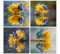 QIANLUOO Mariposa floral 5D Kits de Pintura de Diamantes 35x35cm G-374