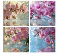 QIANLUOO Orquídea mariposa 5D Kits de Pintura de Diamantes 70x70cm G-348