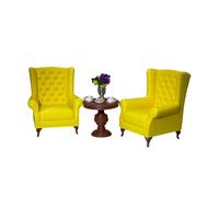 Qianly 1 Juego Sofá para Casa de Muñecas Miniatura Americana Escena Decorativa Mesa PP Adecuado para Colección Regalo Niños Salón Miniatura, Amarillo