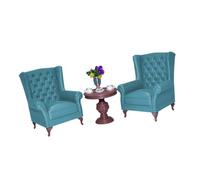 Qianly 1 Juego Sofá para Casa de Muñecas Miniatura Americana Escena Decorativa Mesa PP Adecuado para Colección Regalo Niños Salón Miniatura, Azul