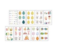 Qianly 10 Hojas Stickers Temporales de Pascua Calcomanías Decorativas Conejo Huevo Diseño Encantador Material Papel Adecuado para Regalos Actividades