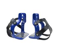 Qianly 2 Piezas de Almohadillas Antideslizantes de Acero Inoxidable para Equitación, Ligeras, de Vía Ancha, con Cubierta Protectora de Goma, Adecuadas, Azul