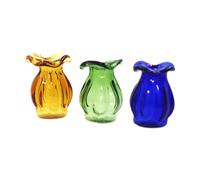 Qianly 3 Jarrones de Cristal en Miniatura a Escala 1:12 para Casa de Muñecas, Accesorios para Juegos de Simulación, Adornos, Estatua de Escritorio, Modelo DI, 1,4 cm x 2 cm