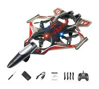 Qianly 3 Piezas Avión RC de Fija con Funciones Acrobáticas Control Remoto Inteligente de Batería Desmontable Luces LED Brillantes Y Diseño Resist, Rojo 1 Batería
