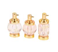 Qianly 3 Piezas Miniaturas Botellas de Perfume Casa de Muñecas Accesorios Decorativos Ornamientos Material de Aleación y Vidrio Adecuado para Decoración de, Oro