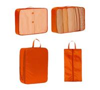 Qianly 4 Piezas Cubos de Embalaje para Viaje Organizador de Maleta con Compresión Y Bolsa para Zapatos Hechos de Poliéster Duradero Apropiados para Viajes D, Naranja, universal
