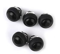 Qianly 5 Piezas Botón Pulsador Momentáneo Interruptor Pulsador Interruptor Momentáneo con Sellado Contra Agua para Timbre de Puerta Y Bocina Apto para Panele, Negro
