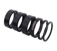 Qianly 6 Piezas Separador Bicicleta Espaciador Cabezal Arandela Anillo Repuesto Aluminio Aleación Práctico Duradero Adecuado para Reparación Bicicleta, Negro