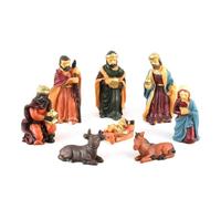 Qianly 8 Piezas Pesebre con Figuras coración Naviña Clásica, Figuras Nacimiento, Pintado a Mano, Pesebre con Cuna, para Mesa, Oficina